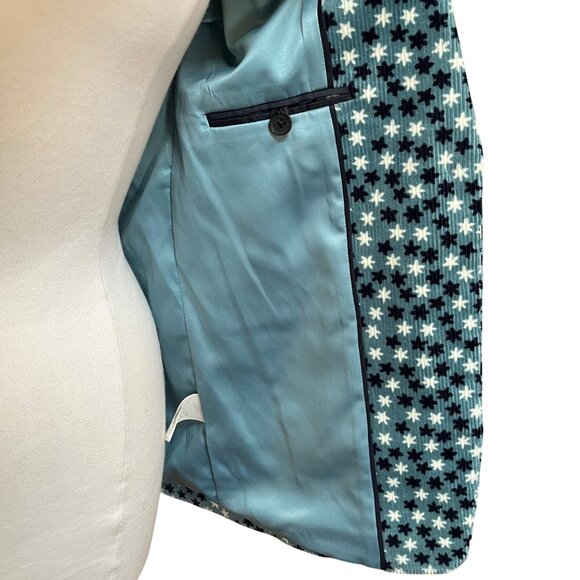 Boden Womens Blue Navy White Star Pattern Corduroy Blazer Jacket Size US 8R - Picture 4 of 8